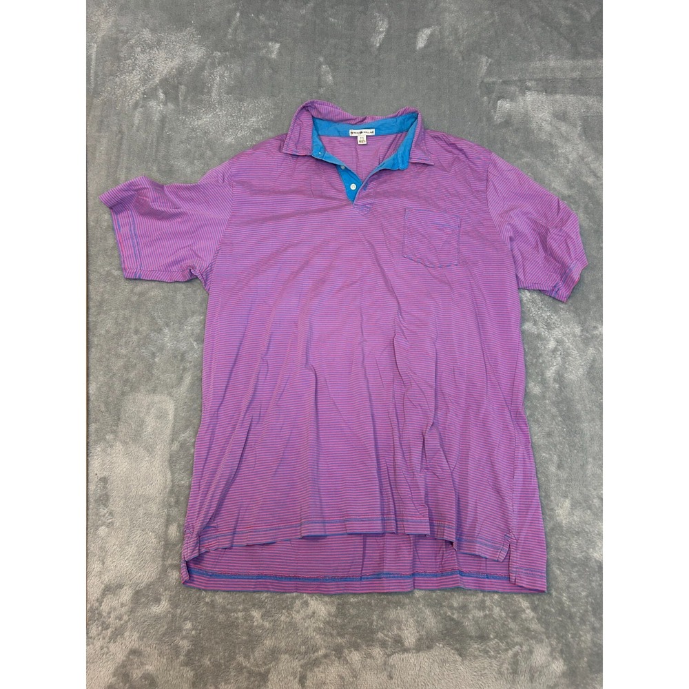 Peter Millar Performance Pima Cotton Stretch Striped Golf Polo Shirt Mens XXL